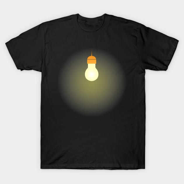 A light bulb emits a yellowish light around. T-Shirt by EvgeniiV